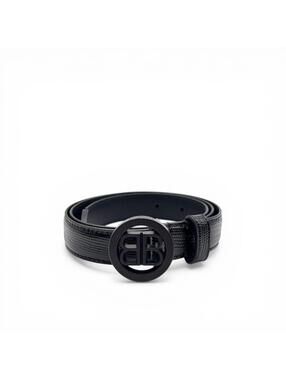 Balenciaga Black Croc Leather Circled BB Logo Belt